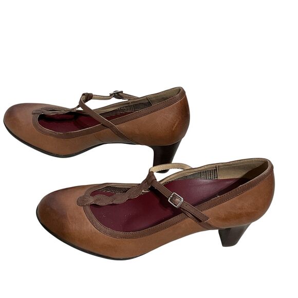 Abeo Leather Braided T-Strap Women's Heels Vella 10M - Picture 6 of 12